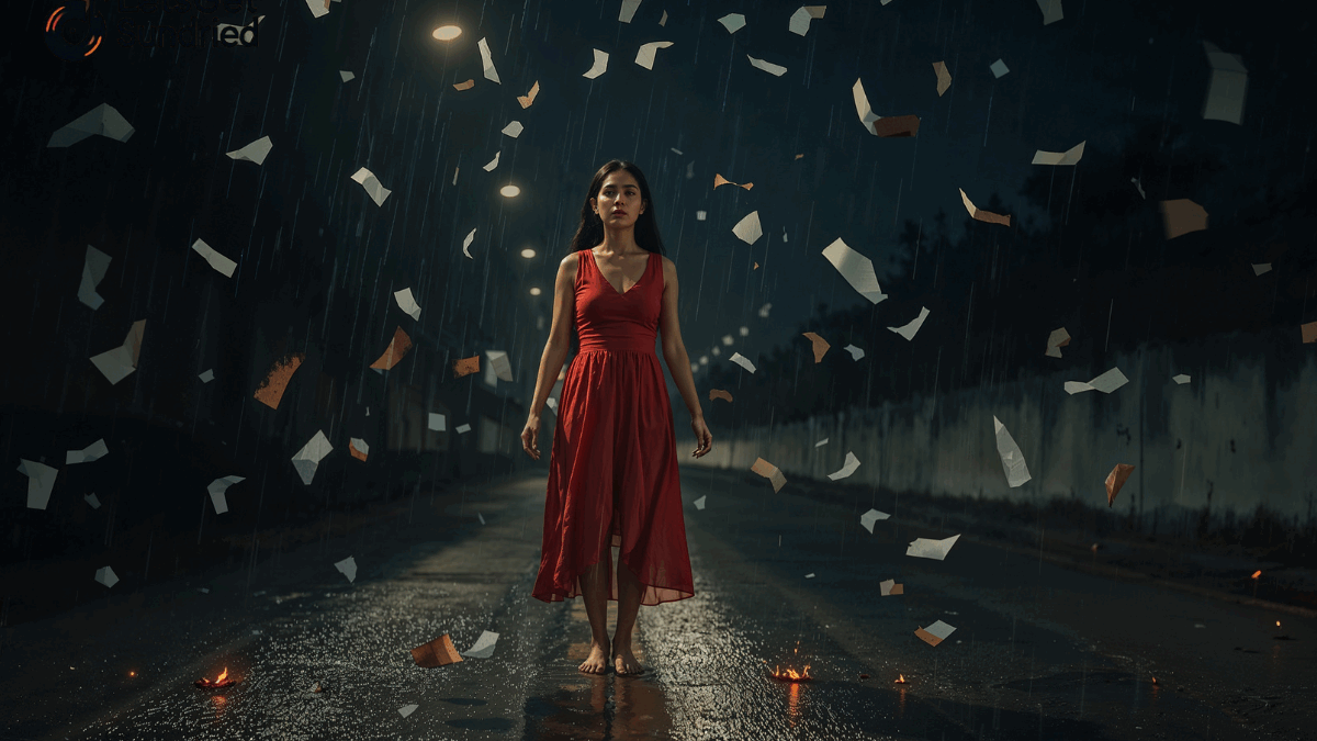 Ilustrasi panggung dramatis untuk lirik lagu .Feast Nina