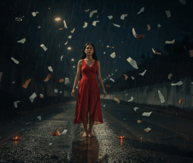 Ilustrasi panggung dramatis untuk lirik lagu .Feast Nina