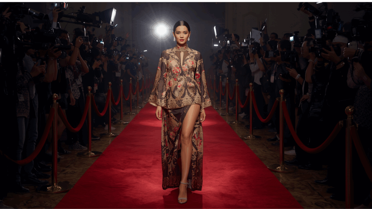 Artis Indonesia di red carpet memakai kebaya modern batik