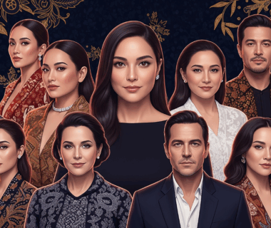 Kolase 9 artis Hollywood yang punya darah Indonesia dengan latar batik modern