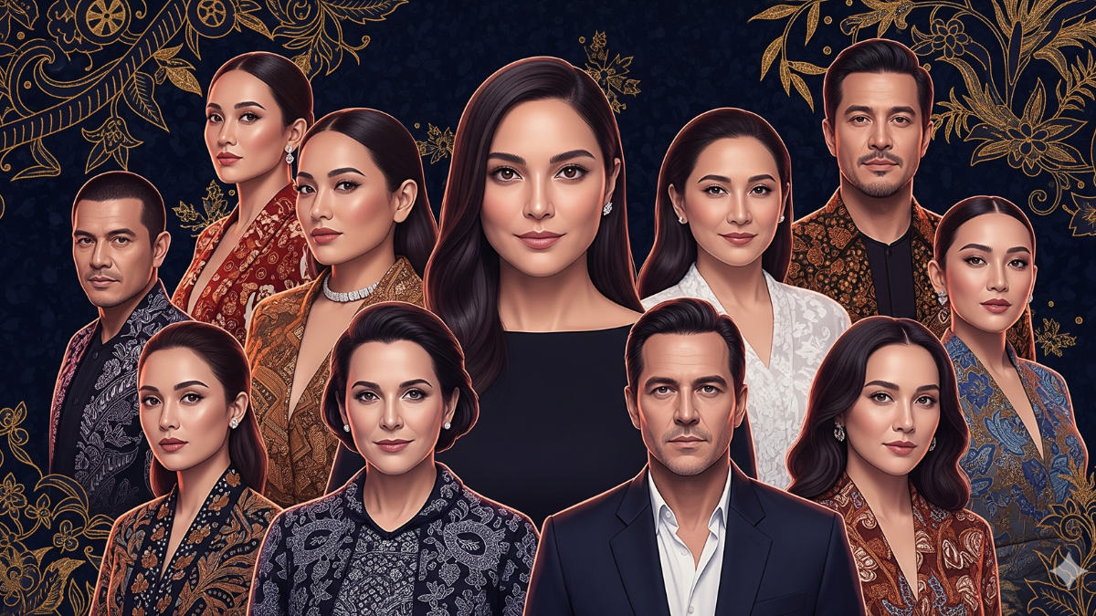 Kolase 9 artis Hollywood yang punya darah Indonesia dengan latar batik modern