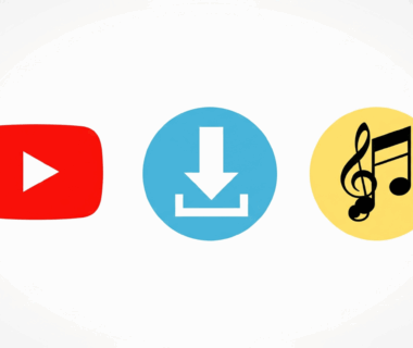 Infografis ikon YouTube dengan simbol download dan not musik