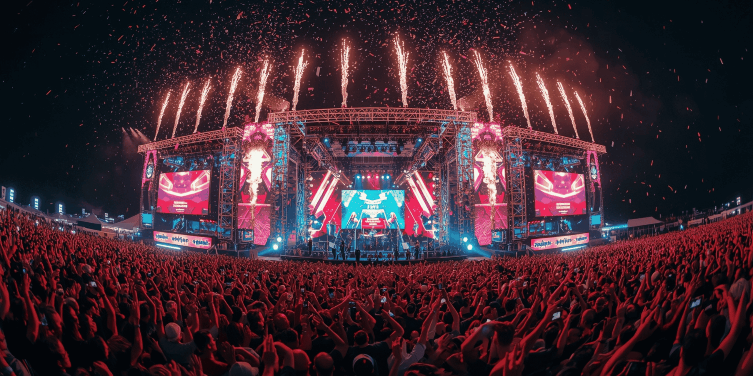 Panggung utama Indonesian Music Awards 2025 dengan pencahayaan futuristik.