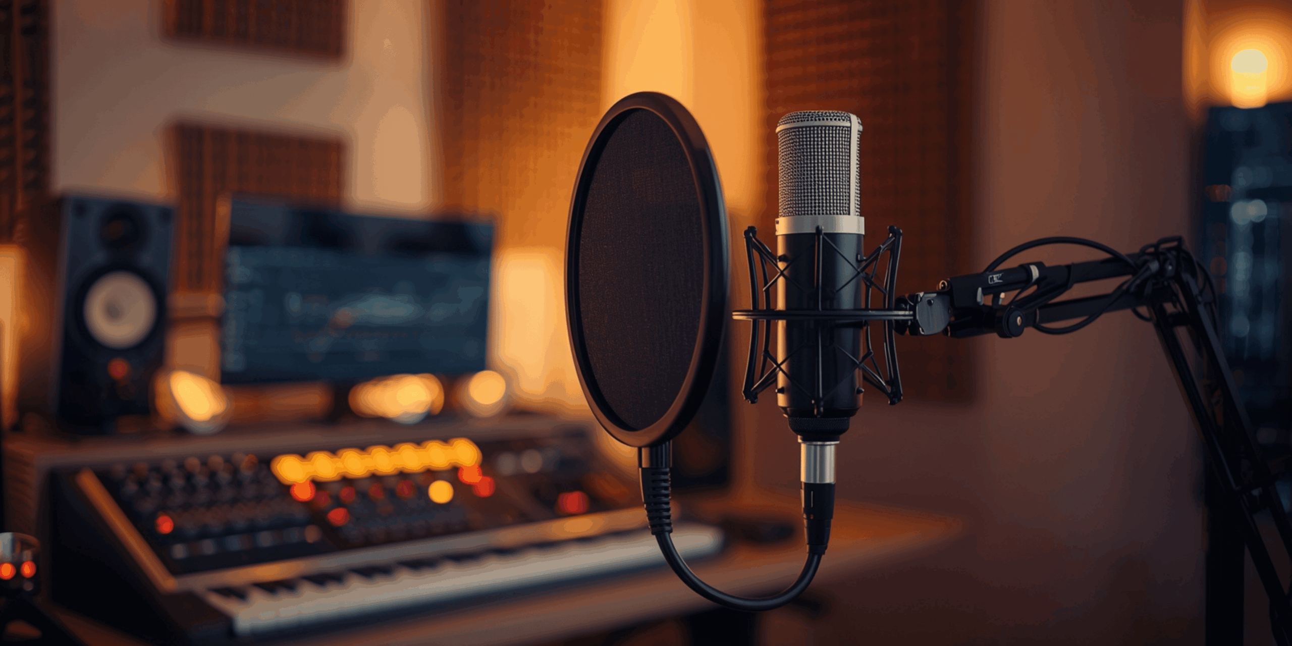 Mikrofon kondensor premium di setup home studio modern.